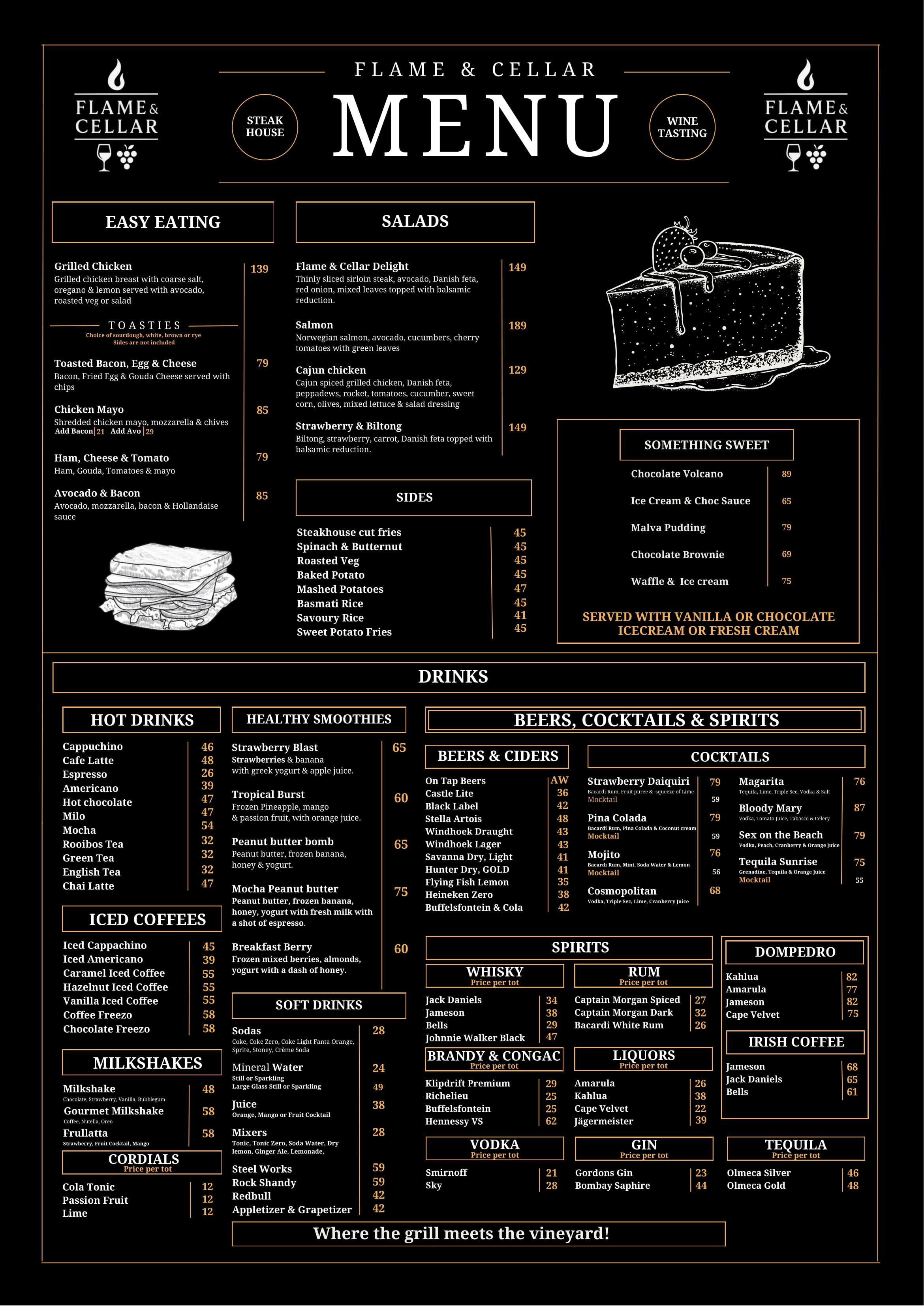 Flame & Cellar Drinks Menu