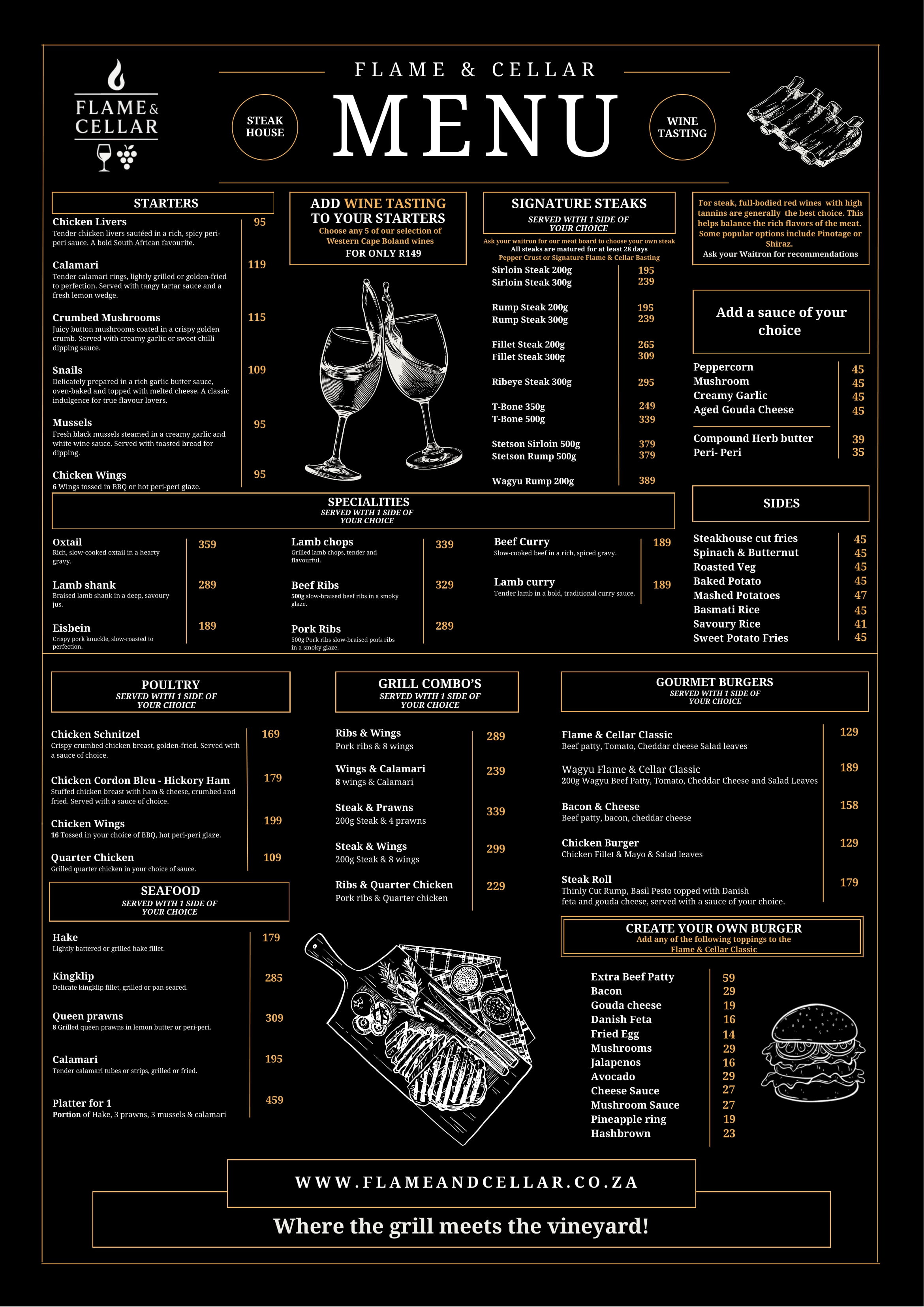 Flame & Cellar Main Menu