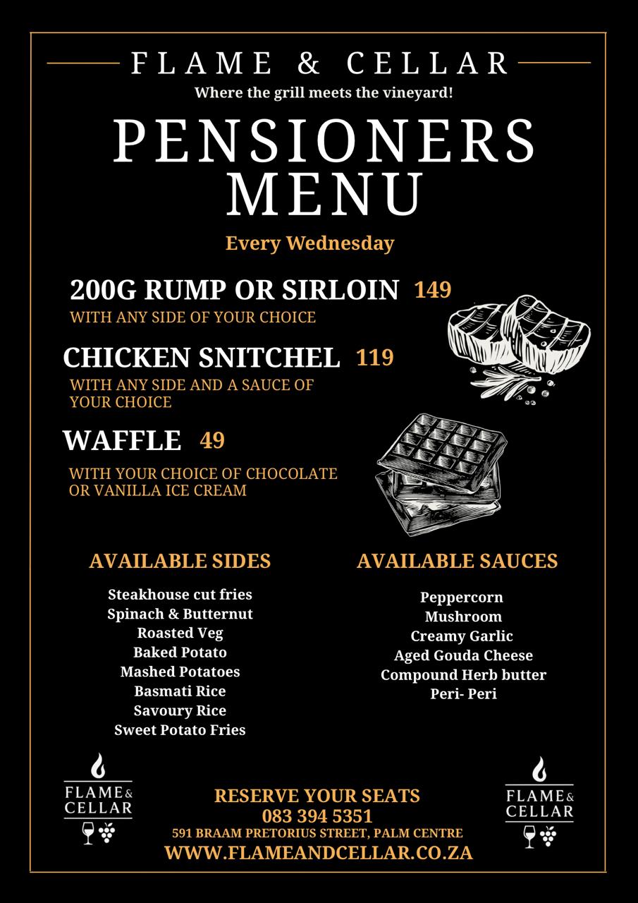 Flame & Cellar Pensioner Menu